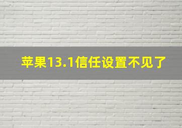 苹果13.1信任设置不见了