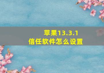 苹果13.3.1信任软件怎么设置