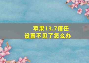 苹果13.7信任设置不见了怎么办