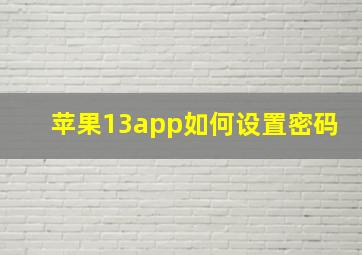 苹果13app如何设置密码