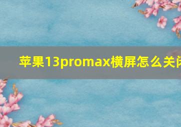 苹果13promax横屏怎么关闭