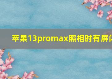 苹果13promax照相时有屏闪