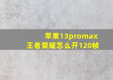 苹果13promax王者荣耀怎么开120帧