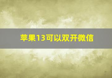 苹果13可以双开微信