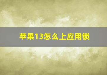 苹果13怎么上应用锁