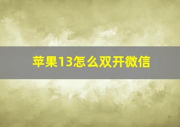 苹果13怎么双开微信