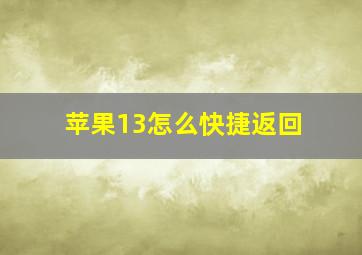 苹果13怎么快捷返回