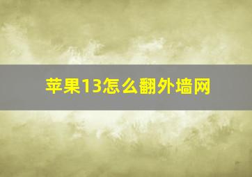 苹果13怎么翻外墙网