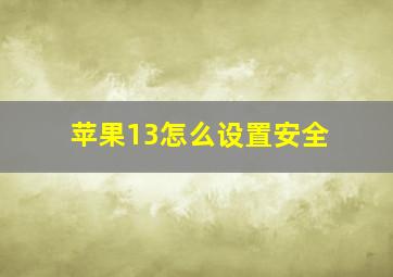 苹果13怎么设置安全