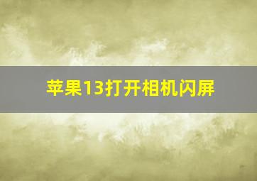 苹果13打开相机闪屏