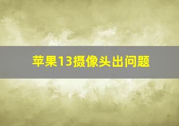 苹果13摄像头出问题