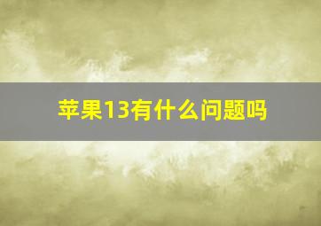 苹果13有什么问题吗