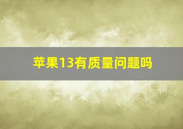 苹果13有质量问题吗