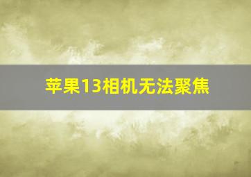 苹果13相机无法聚焦