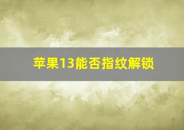 苹果13能否指纹解锁