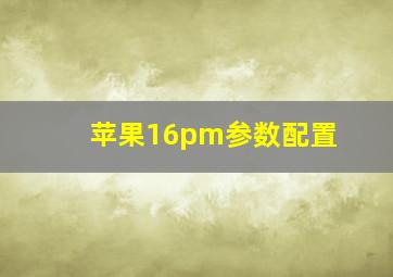 苹果16pm参数配置