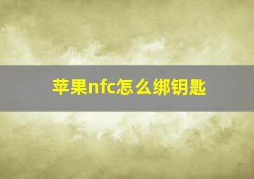 苹果nfc怎么绑钥匙