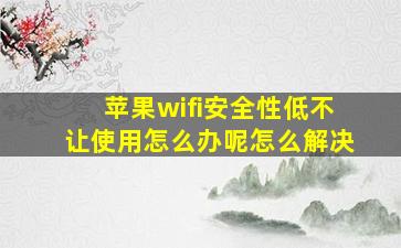 苹果wifi安全性低不让使用怎么办呢怎么解决