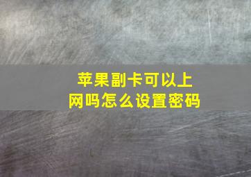 苹果副卡可以上网吗怎么设置密码