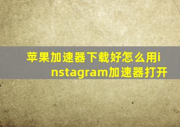 苹果加速器下载好怎么用instagram加速器打开