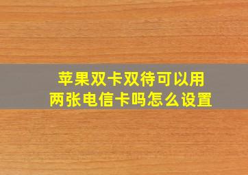 苹果双卡双待可以用两张电信卡吗怎么设置