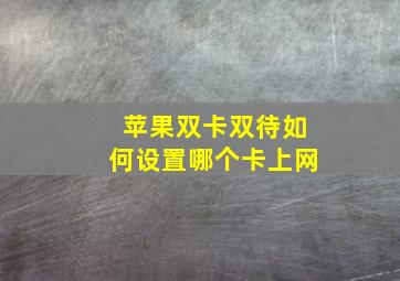 苹果双卡双待如何设置哪个卡上网