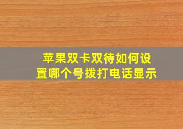 苹果双卡双待如何设置哪个号拨打电话显示