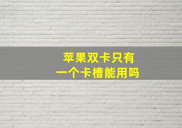 苹果双卡只有一个卡槽能用吗