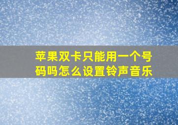 苹果双卡只能用一个号码吗怎么设置铃声音乐