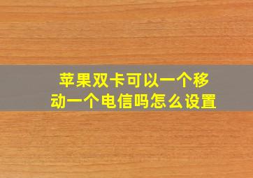 苹果双卡可以一个移动一个电信吗怎么设置