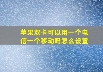 苹果双卡可以用一个电信一个移动吗怎么设置