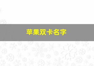 苹果双卡名字