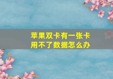 苹果双卡有一张卡用不了数据怎么办