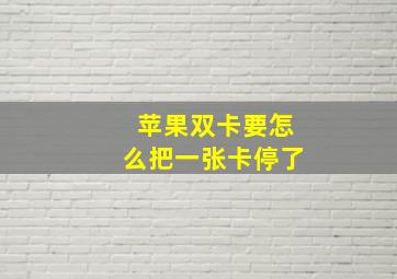 苹果双卡要怎么把一张卡停了