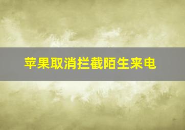 苹果取消拦截陌生来电