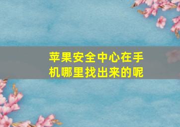 苹果安全中心在手机哪里找出来的呢