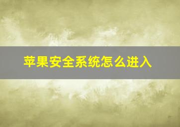 苹果安全系统怎么进入