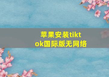 苹果安装tiktok国际版无网络