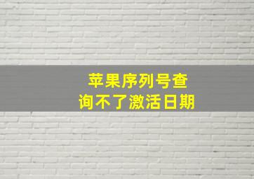 苹果序列号查询不了激活日期