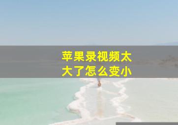 苹果录视频太大了怎么变小