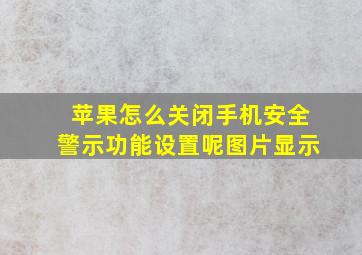 苹果怎么关闭手机安全警示功能设置呢图片显示