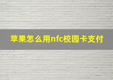 苹果怎么用nfc校园卡支付