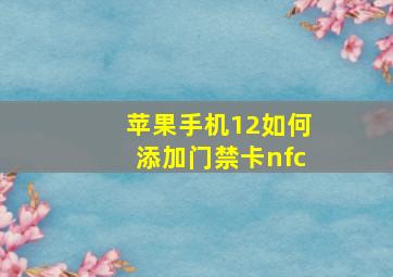 苹果手机12如何添加门禁卡nfc