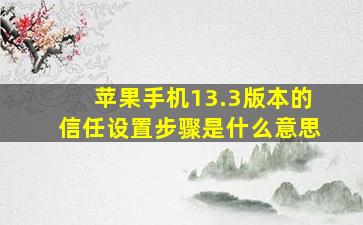 苹果手机13.3版本的信任设置步骤是什么意思