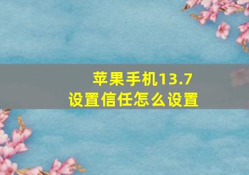 苹果手机13.7设置信任怎么设置