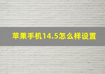 苹果手机14.5怎么样设置