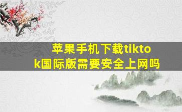 苹果手机下载tiktok国际版需要安全上网吗