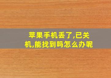 苹果手机丢了,已关机,能找到吗怎么办呢