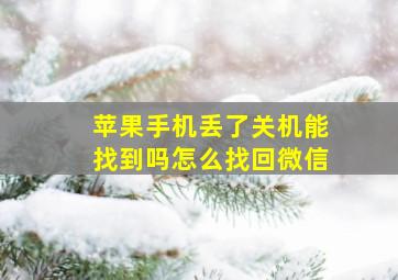 苹果手机丢了关机能找到吗怎么找回微信