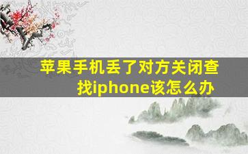 苹果手机丢了对方关闭查找iphone该怎么办